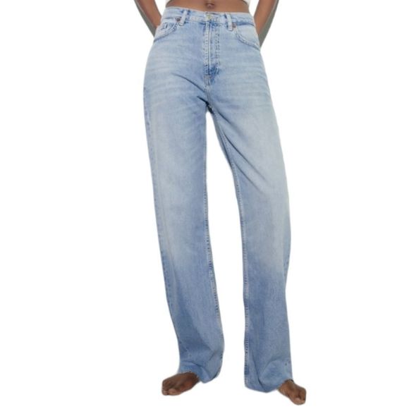 Zara Light Blue Flare & Wide Leg Jeans - Picture 1 of 13